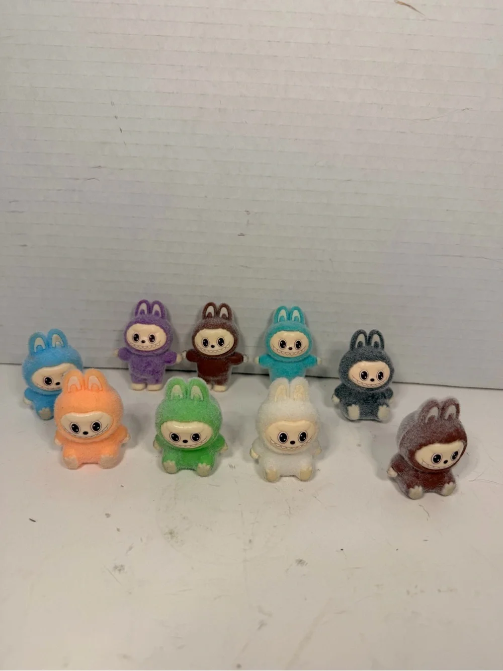 Labubu Mini Flocked Monster Figures Set of 9 Collectible Toy Dolls
